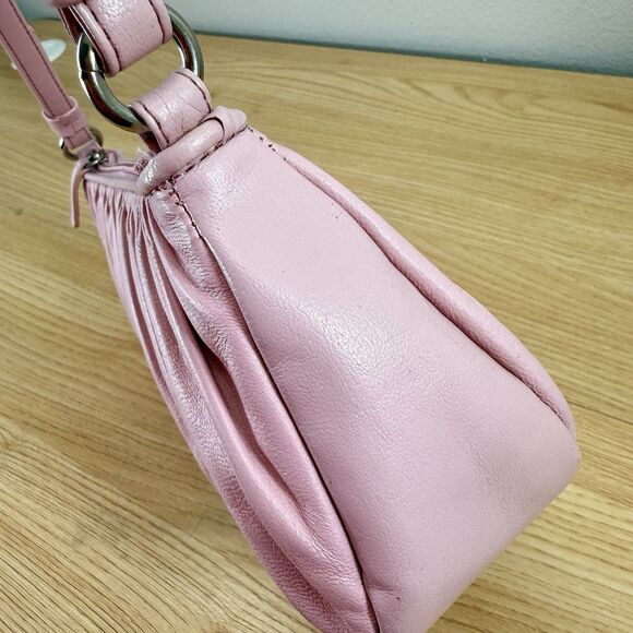 Vintage Y2K Leather Light Pink Pastel Small Shoulder Bag Rockabilly Bratz Trashy - Picture 10 of 13